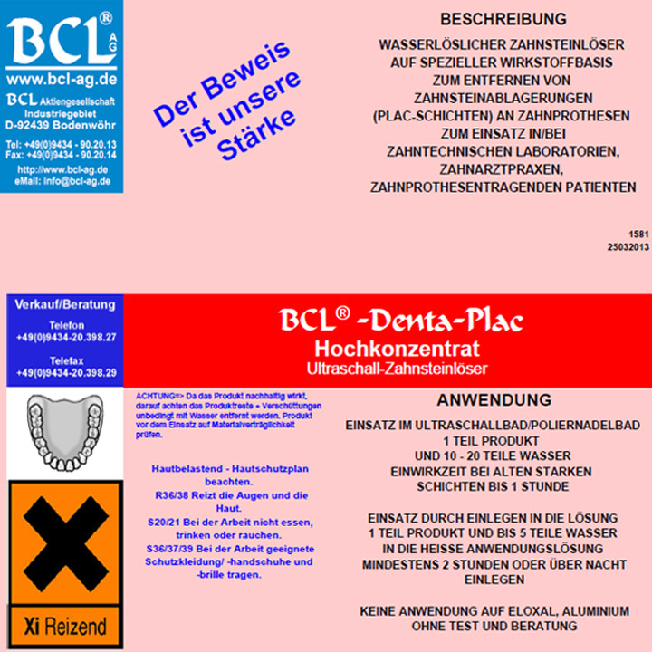 Gefahrenhinweis Denta-Plac